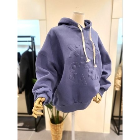 엠보 기모 루즈핏 후드티 스카이블루