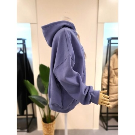 엠보 기모 루즈핏 후드티 스카이블루