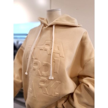 엠보 기모 루즈핏 후드티 옐로우