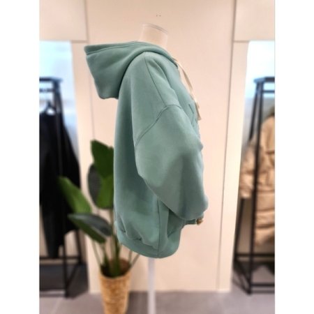 엠보 기모 루즈핏 후드티 민트