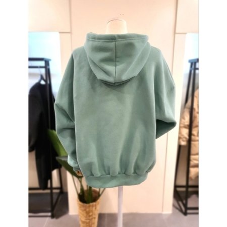 엠보 기모 루즈핏 후드티 민트