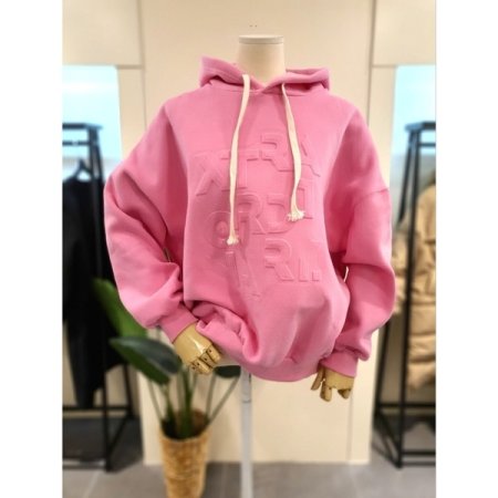 엠보 기모 루즈핏 후드티 민트