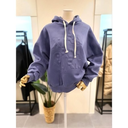 엠보 기모 루즈핏 후드티 민트