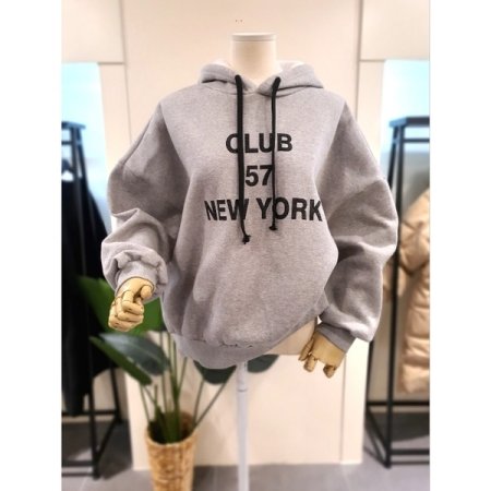 뉴욕 기모 루즈핏 후드티 스카이블루