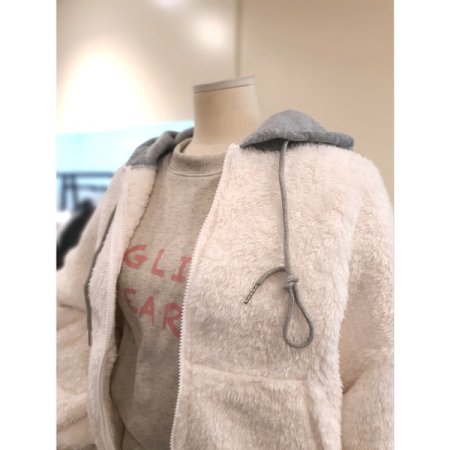 뽀글 후드 집업 점퍼 아이보리