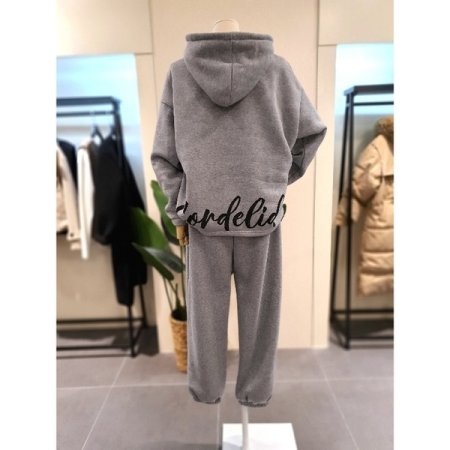 기모 후드 조거 세트 그레이