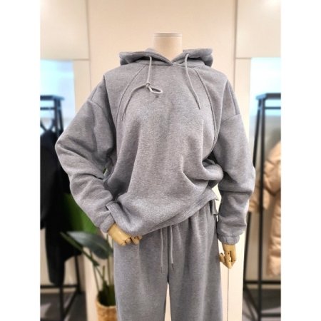 기모 후드 조거 세트 그레이