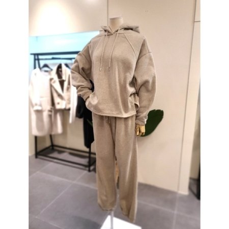 기모 후드 조거 세트 오트밀