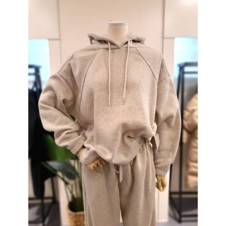 기모 후드 조거 세트 오트밀