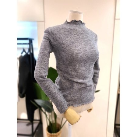 기모 물결 반목 티셔츠 그레이