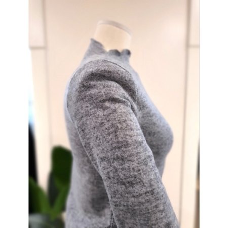 기모 물결 반목 티셔츠 그레이