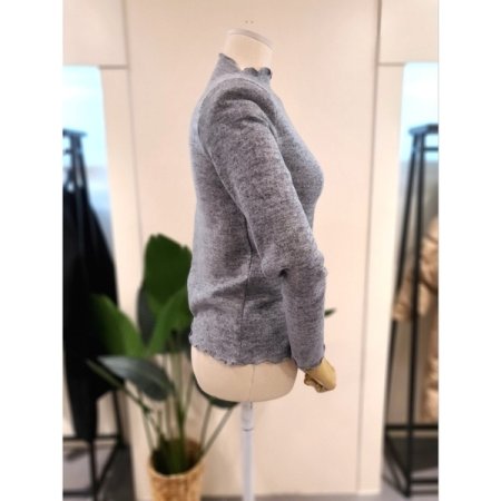 기모 물결 반목 티셔츠 그레이