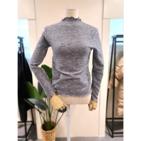 물결 반목 기모 티셔츠 크림