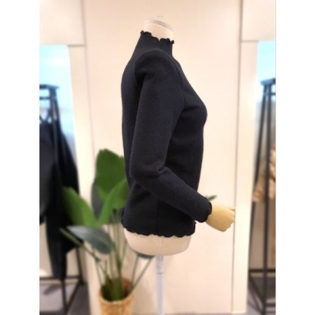 기모 물결 반목 티셔츠 블랙