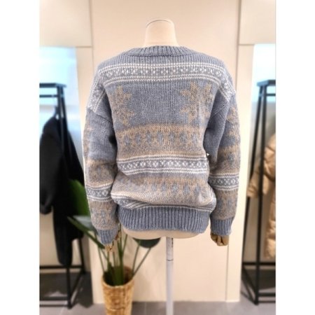 눈송이 도톰 니트 스카이블루