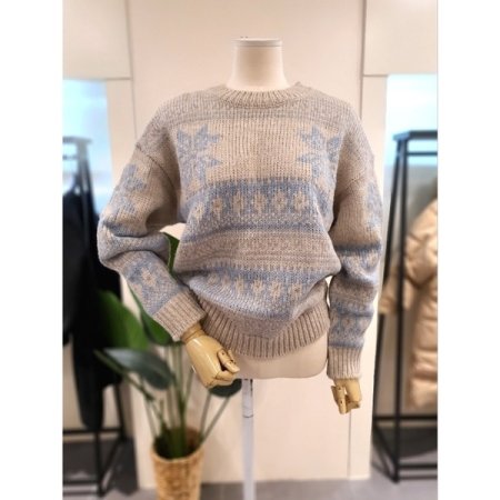 눈송이 도톰 니트 스카이블루