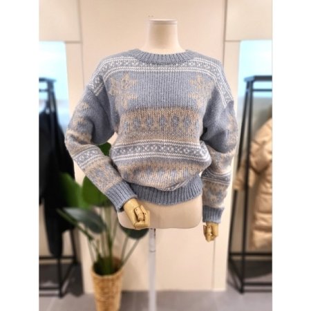 눈송이 도톰 라운드 니트 아이보리