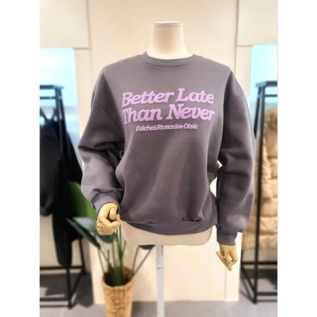 발포 프린팅 기모 맨투맨 다크그레이