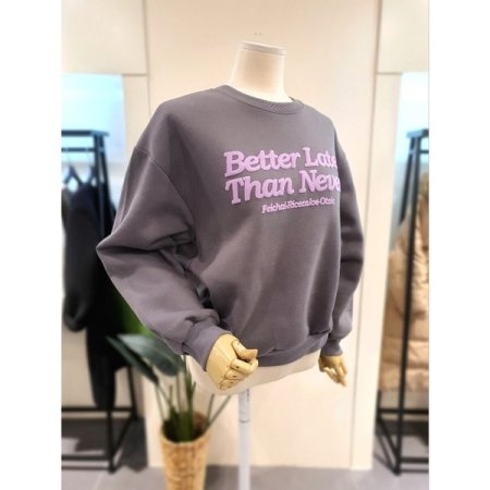 발포 프린팅 기모 맨투맨 다크그레이