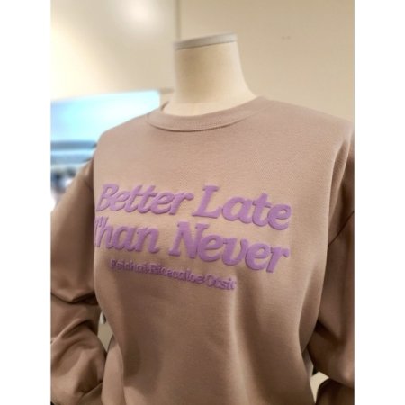 발포 프린팅 기모 맨투맨 베이지