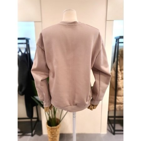 발포 프린팅 기모 맨투맨 베이지