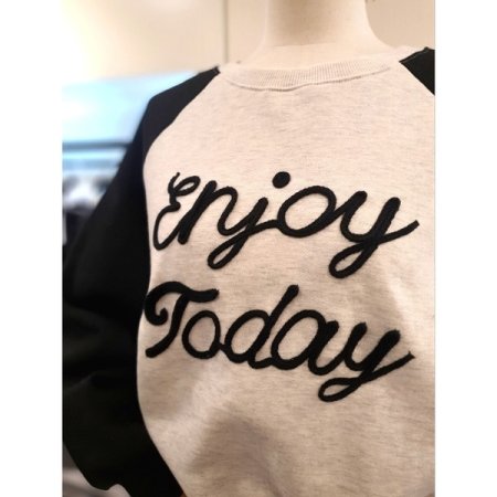 배색 세미크롭 기모 맨투맨 오트밀