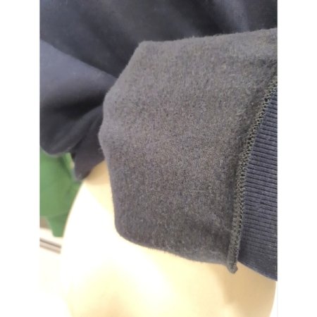 배색 세미크롭 기모 맨투맨 네이비