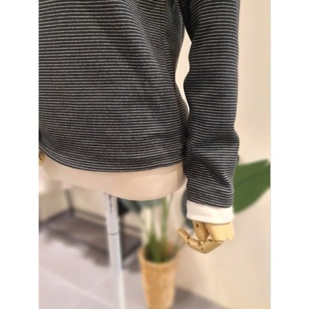 배색 스트라이프 이너 티셔츠 블랙