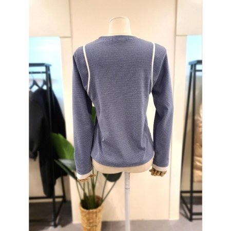 배색 스트라이프 이너 티셔츠 블루