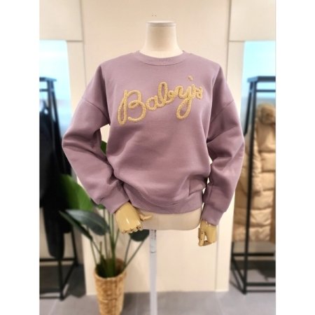 B뽀글 자수 기모 맨투맨 퍼플