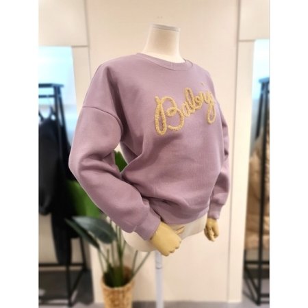 B뽀글 자수 기모 맨투맨 퍼플