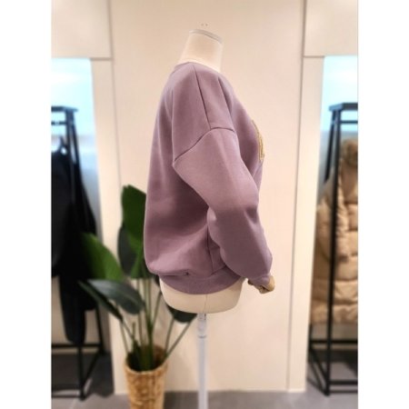 B뽀글 자수 기모 맨투맨 퍼플