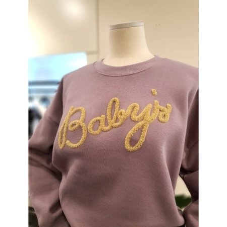 B뽀글 자수 기모 맨투맨 퍼플