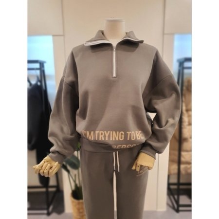 펄슨 레터링 반집업 세트 카키