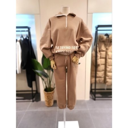 펄슨 레터링 반집업 세트 카키