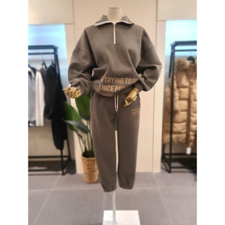 펄슨 레터링 반집업 세트 베이지