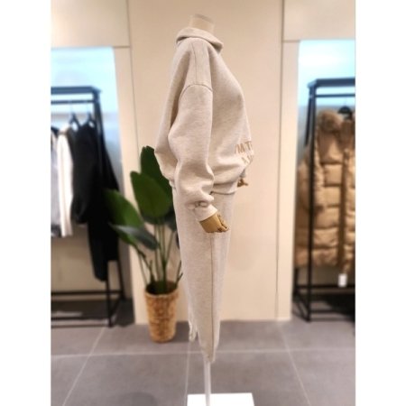 펄슨 레터링 반집업 기모 세트 오트밀