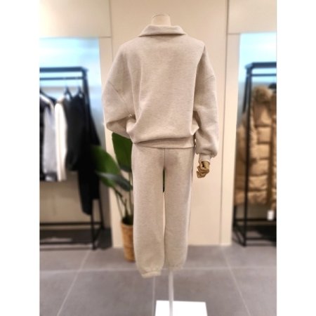 펄슨 레터링 반집업 기모 세트 오트밀