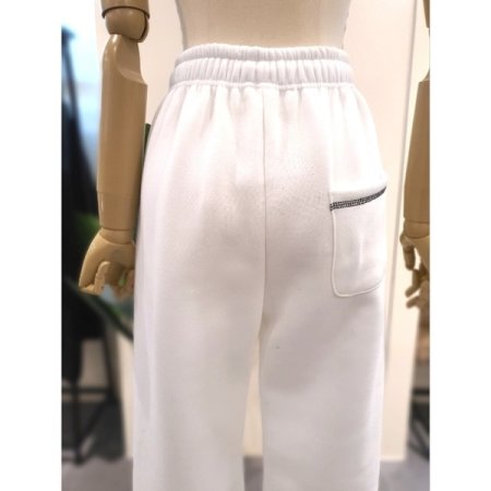 기모 스티치 스트링 와이드 팬츠 WH