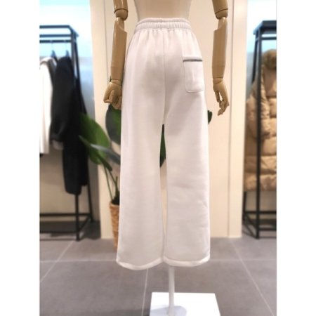 기모 스티치 스트링 와이드 팬츠 WH