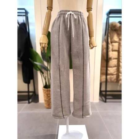 기모 스티치 스트링 와이드 팬츠 WH