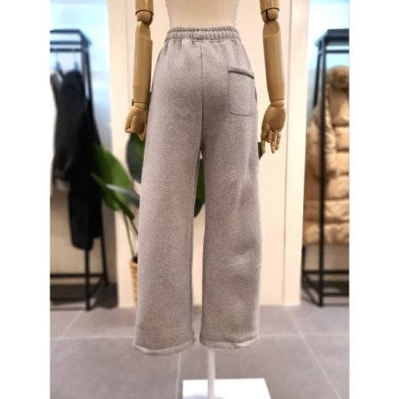 기모 스티치 스트링 와이드 팬츠 GR