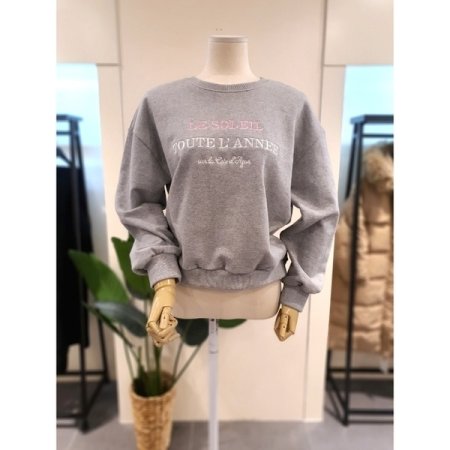 자수 쭈리원단 맨투맨 그레이