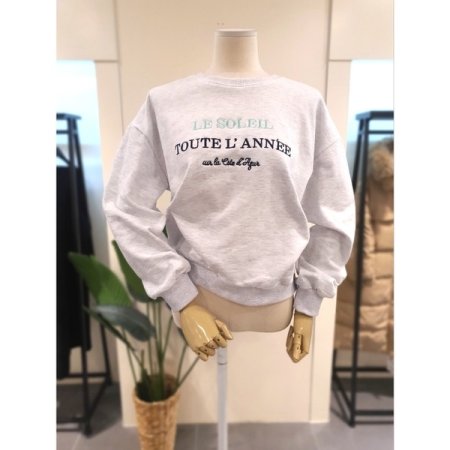 자수 쭈리원단 맨투맨 그레이