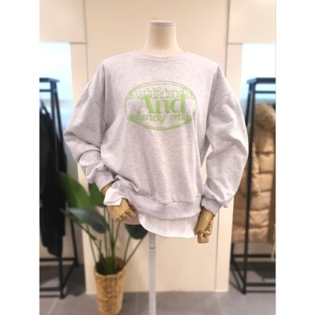 밑단 레이어드 발포 맨투맨 라이트그레