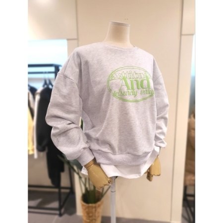 밑단 레이어드 발포 맨투맨 라이트그레