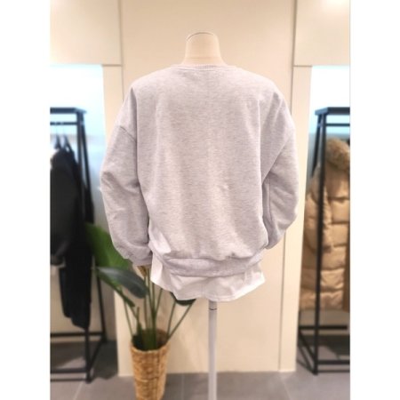 밑단 레이어드 발포 맨투맨 라이트그레