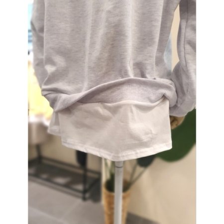 밑단 레이어드 발포 맨투맨 라이트그레