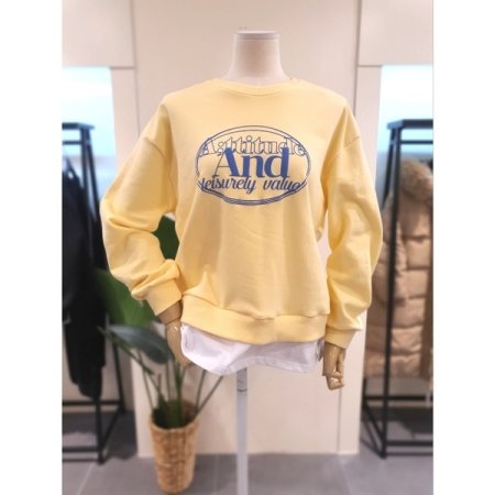 밑단 레이어드 발포 맨투맨 라이트그레