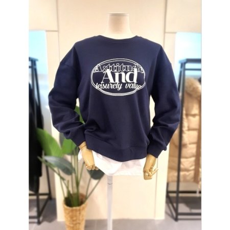 밑단 레이어드 발포 맨투맨 라이트그레